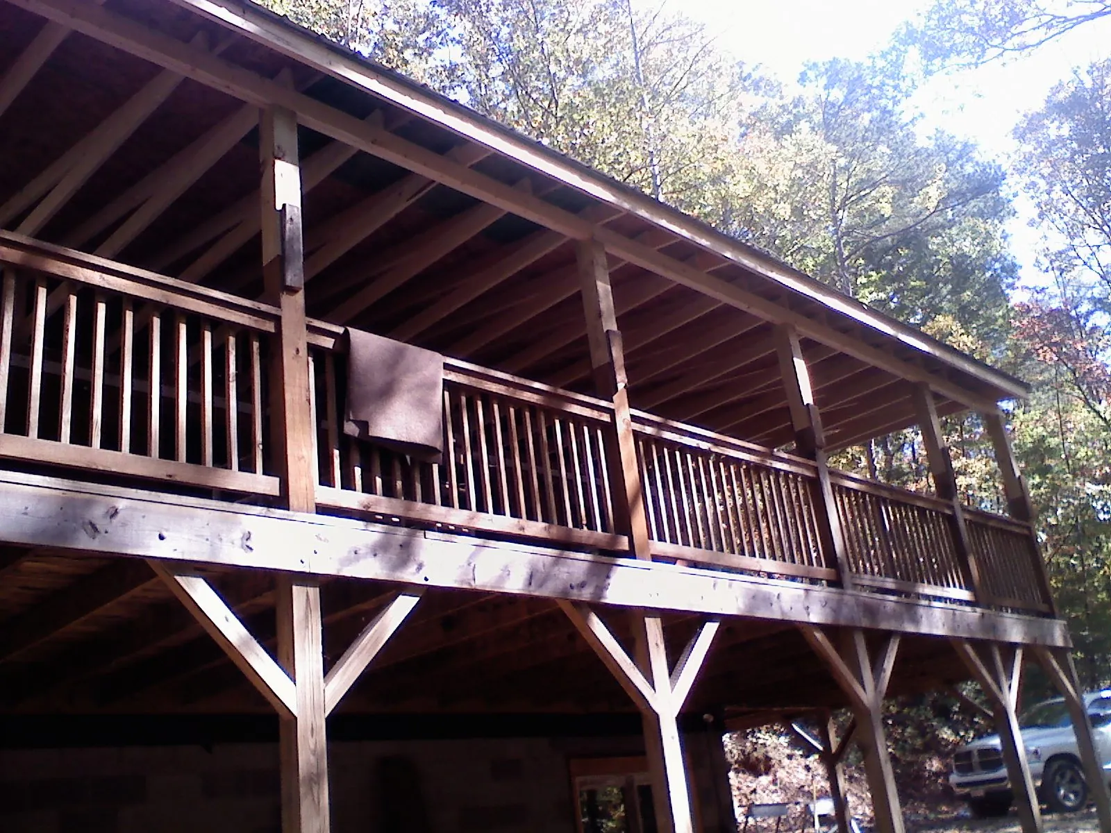 Timber framing under a new elevated porch and deck — Roof Leak Repair in Herndon by Roofing Brothers